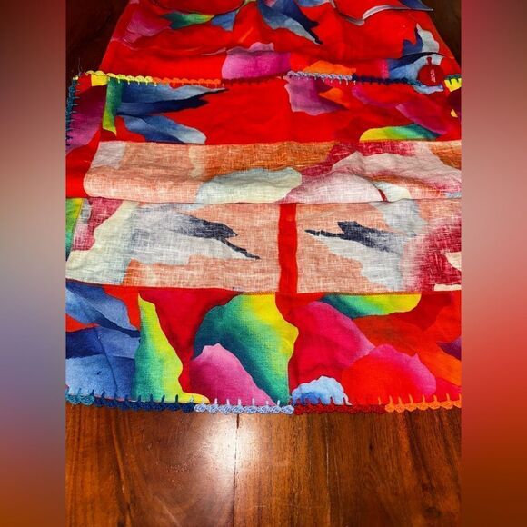 Farm Rio Hombre Chita floral linen midi Aline skirt w/crocheted details sz S NWT - Picture 14 of 14